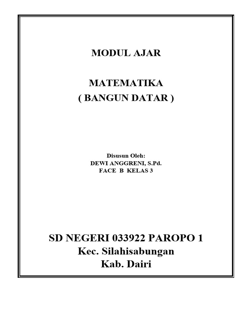 Modul Ajar Matematika Kelas 3 Face B Dewi Anggreni S Pd Pdf