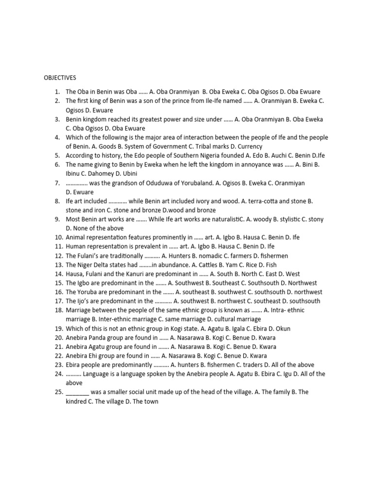 History Jss2 PDF Nigeria