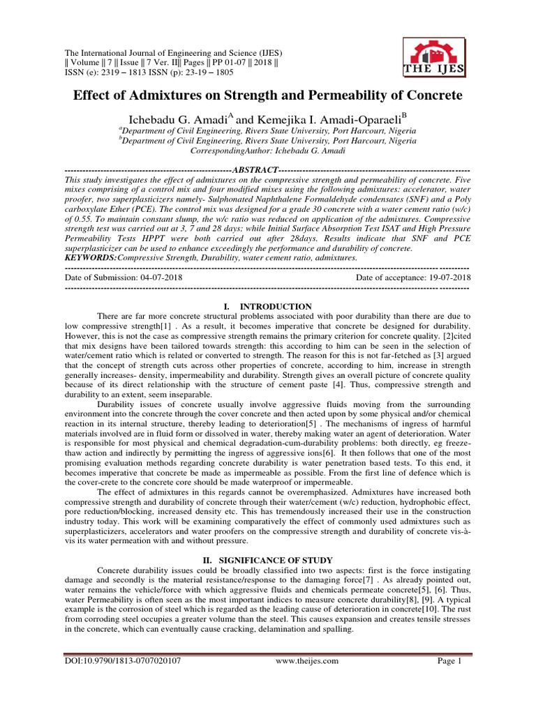 Admixtures Impact on Concrete Strength | PDF | Concrete | Cement