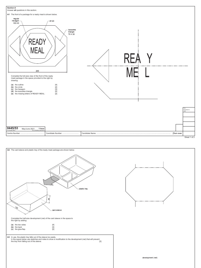 Section a all questions in this section a1 the front of a package for