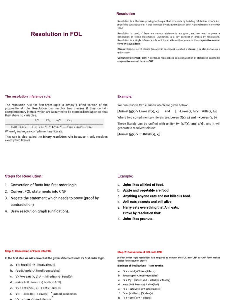 Resolution in FOL MERGED | PDF