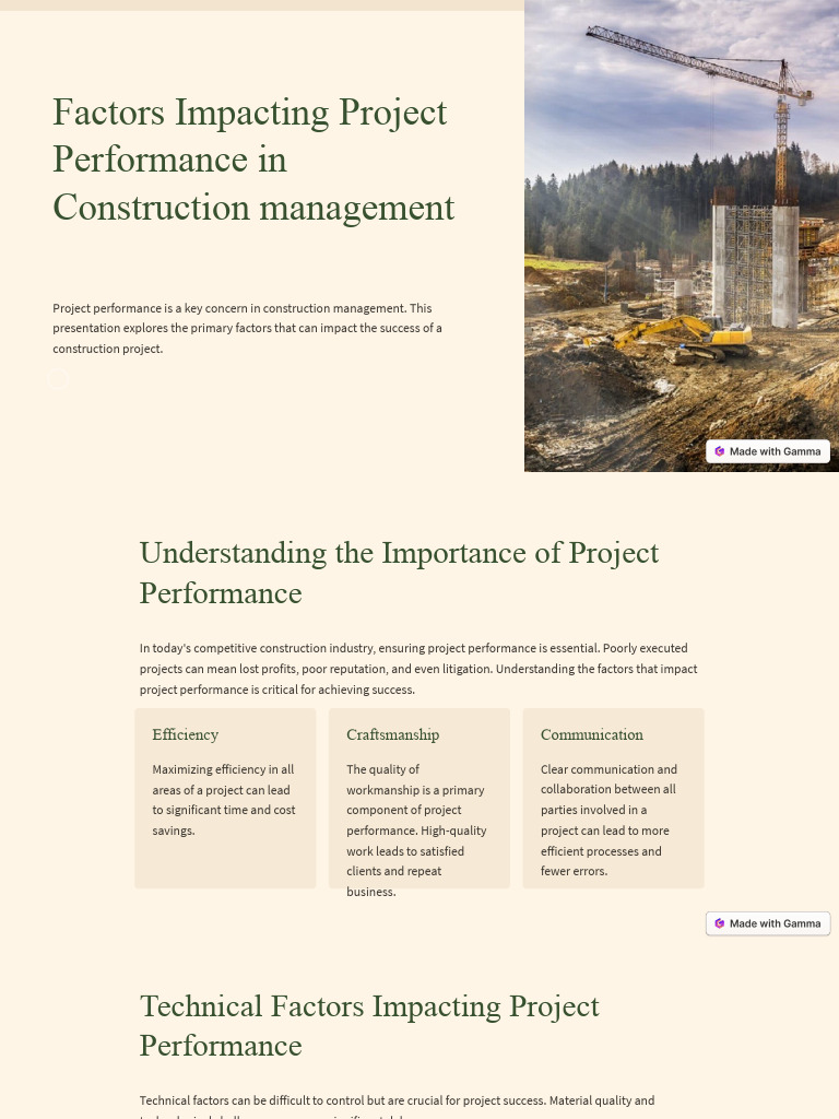 Factors Impacting Project Performance in Construction Management | PDF ...
