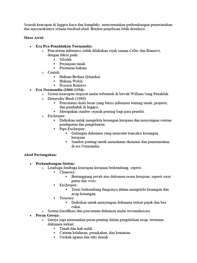 Sejarah Kearsipan Di Inggris | PDF