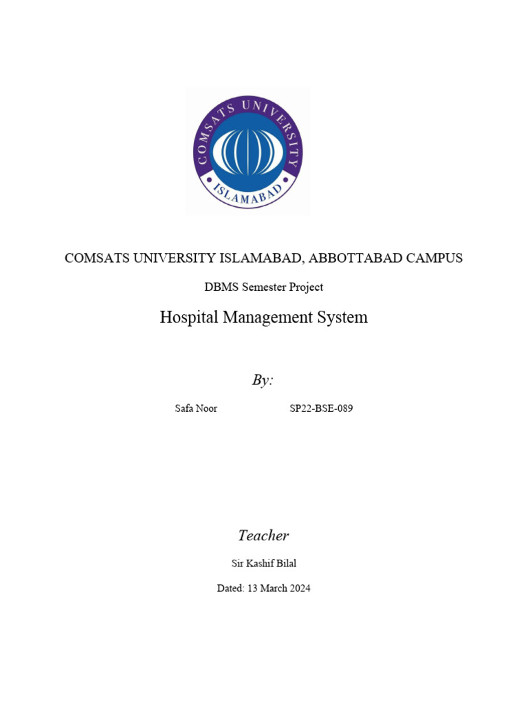 Hospital Management System Proposal | PDF | Databases | Health Care