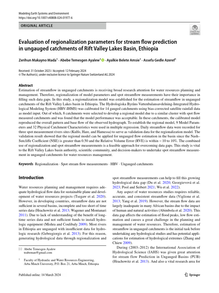 Streamflow Estimation in Ethiopia | PDF | Drainage Basin | Discharge ...