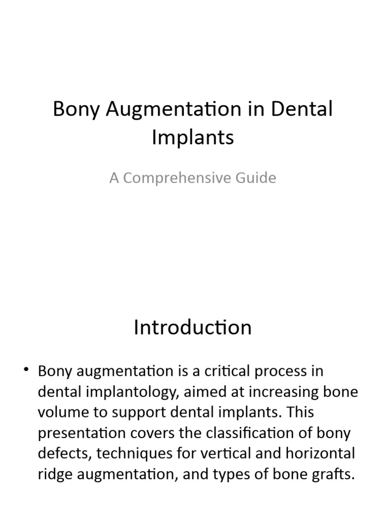 Bony Augmentation Techniques for Implants | PDF | Dental Implant ...