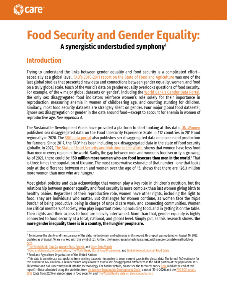 Gender Inequality and Food Security Insights | PDF | Food Security ...
