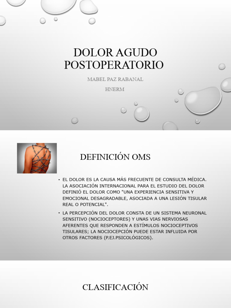 Manejo del Dolor Postoperatorio | PDF | Analgésico | Dolor