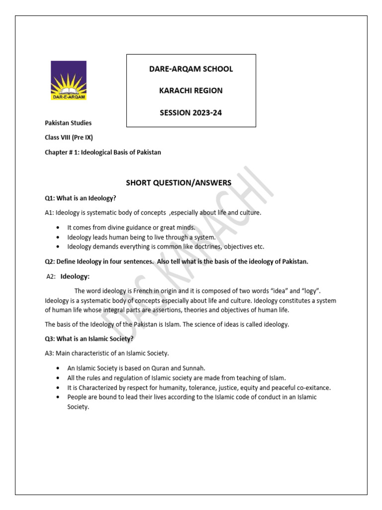 PAKISTAN STUDIES Notes | PDF | Prophets And Messengers In Islam ...