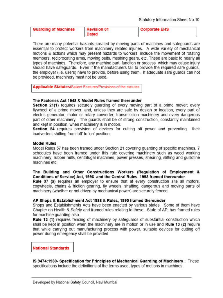 Machine Guarding Safety Regulations Guide | PDF | Machines ...