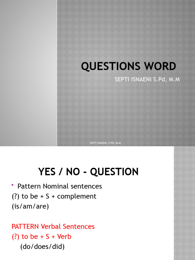 Materi WH Questions | PDF | Linguistics | Semantic Units