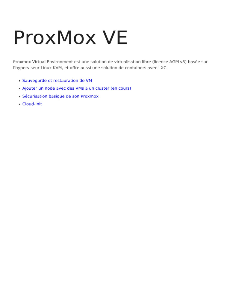Proxmox Ve | PDF | Sauvegarde (informatique) | Enveloppe de protection