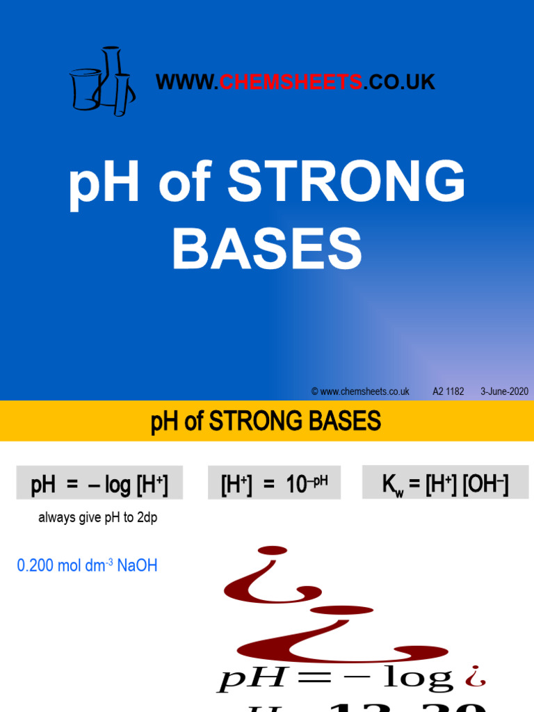 Chemsheets A2 1182 PH of Strong Bases | PDF | Ph | Chemical Substances