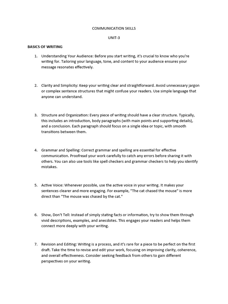 Essential Writing Skills Guide | PDF | Human Communication | Writing
