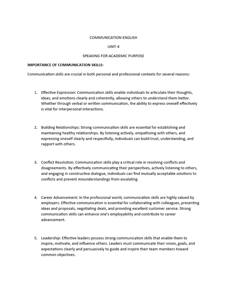 Communication English Unit-4 | PDF | Communication | Conversation