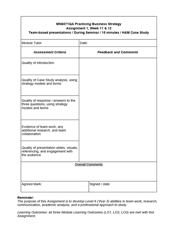 H&M Case Study Presentation Guide | PDF | Strategic Management | Business