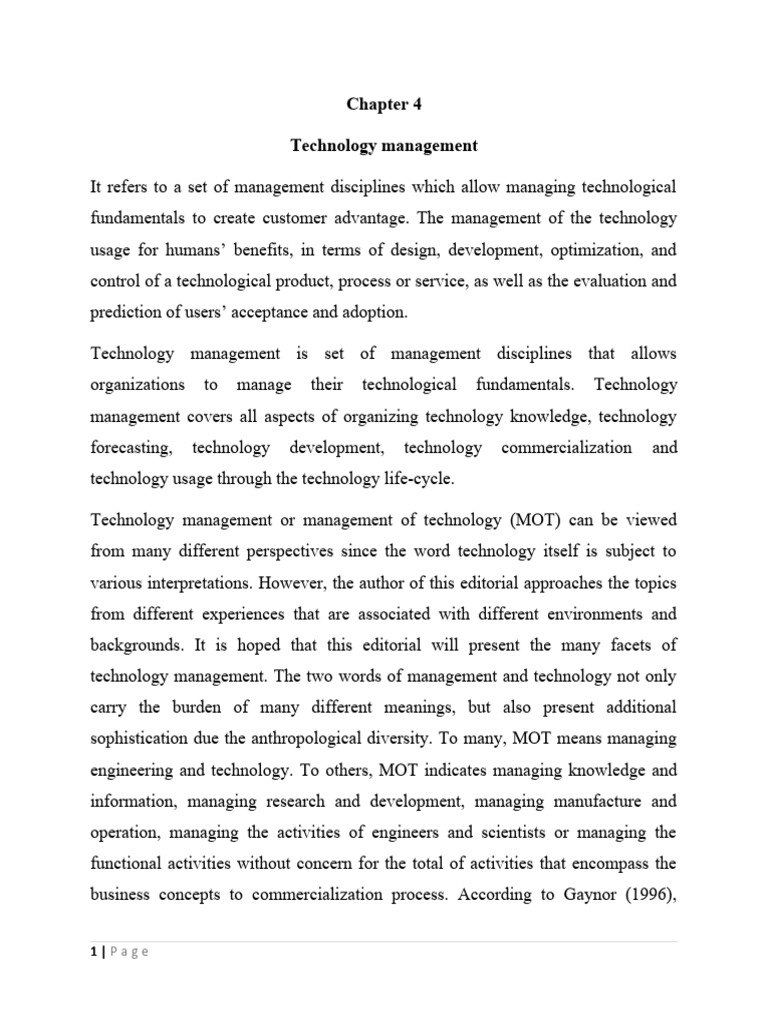 Technology Management Or Management Of Technology Pdf New Product