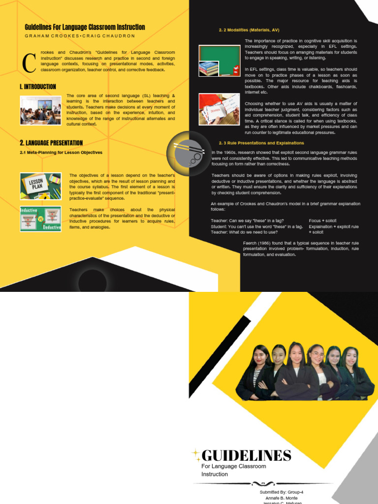 Guidelines For Language Classroom Instruction Pdf Teachers Learning