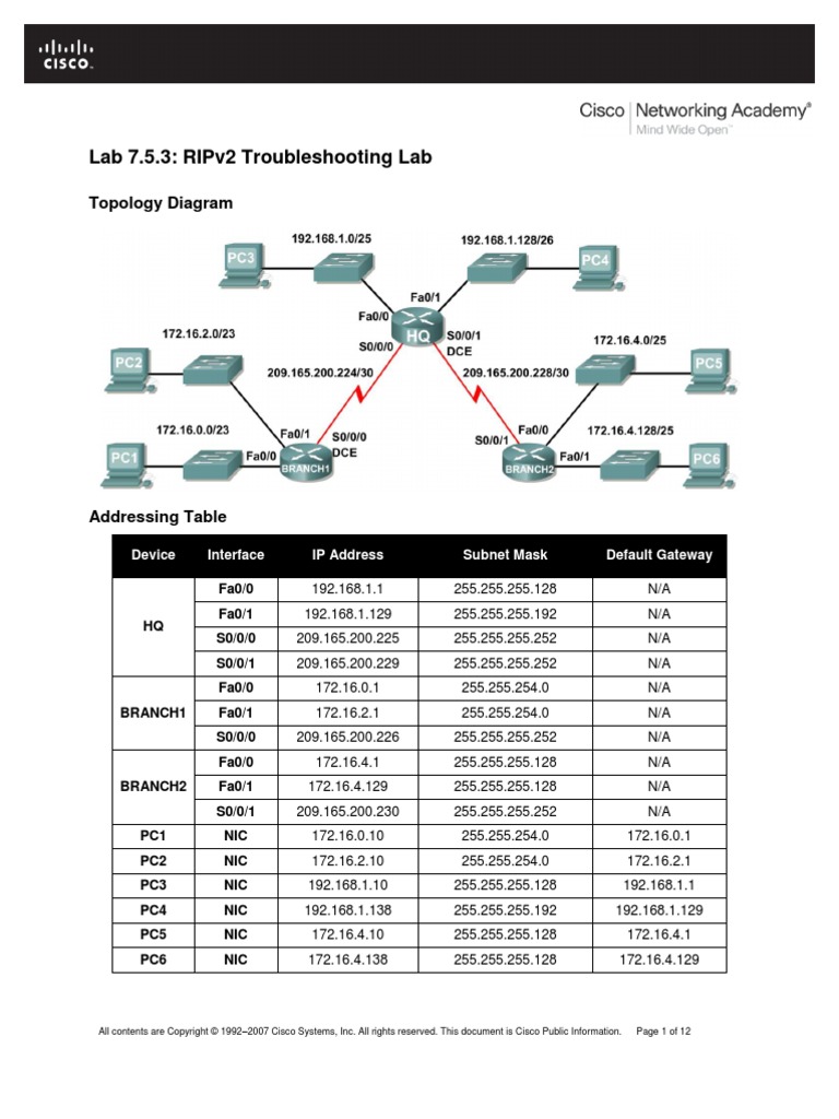 Lab 7.5.3 | PDF | Cisco Certifications | Router (Computing)