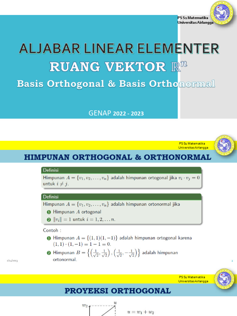 Basis Orthogonal dan Orthonormal | PDF | Metode & Bahan Ajar