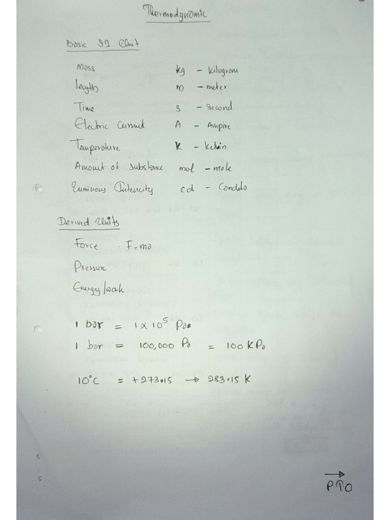 Thermodynamics Short note PDF