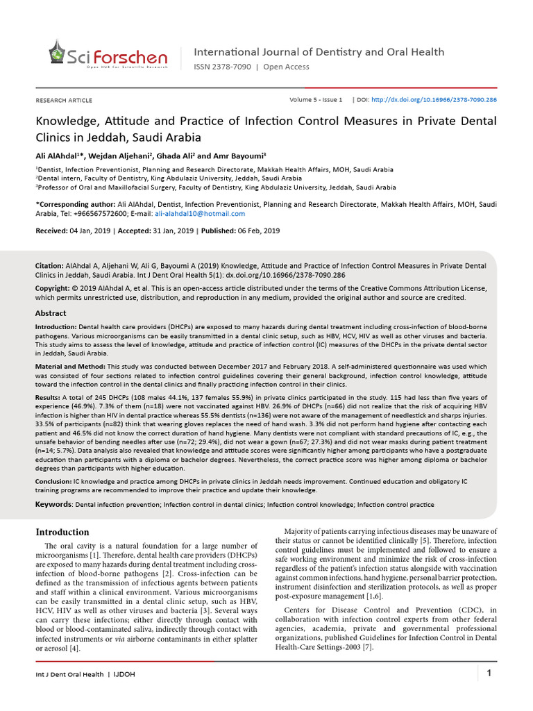 A Et Al. - 2019 - Knowledge, Attitude and Practice of Infection Control ...