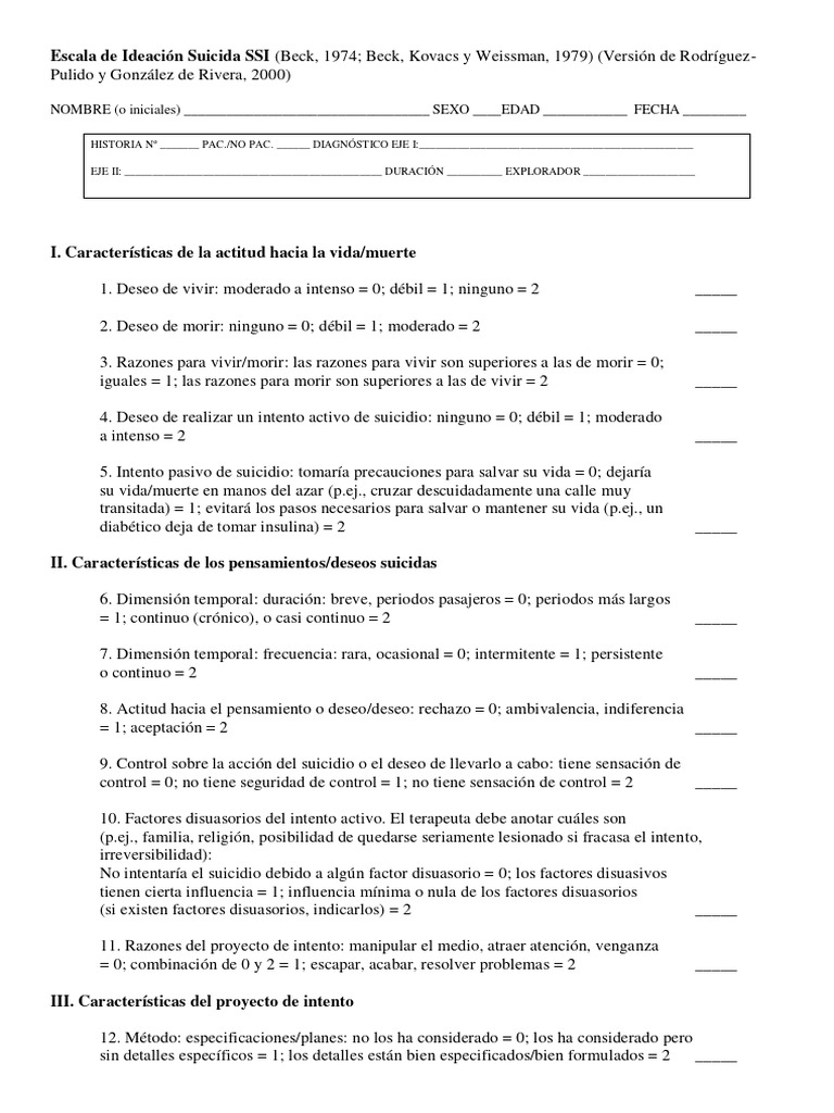 Escala de Ideación Suicida SSI | PDF | Suicidio
