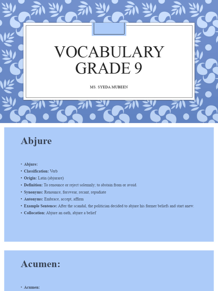 Vocabulary Grade 9 2ND TERM | PDF | Ceasefire | Semantic Units