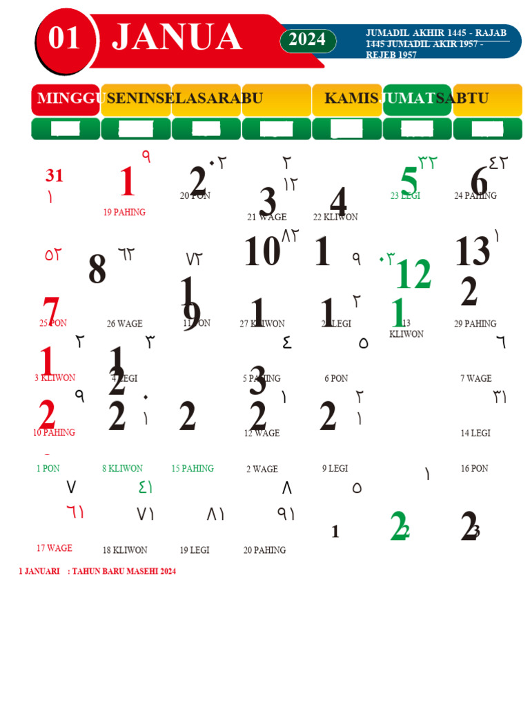 Template kalender 2024 12 halaman pdf