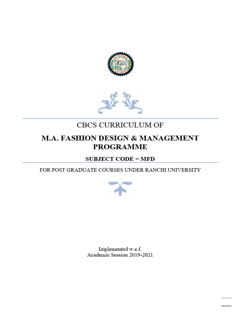 M.A. Fashion Design Curriculum Overview | PDF | Postgraduate Education ...