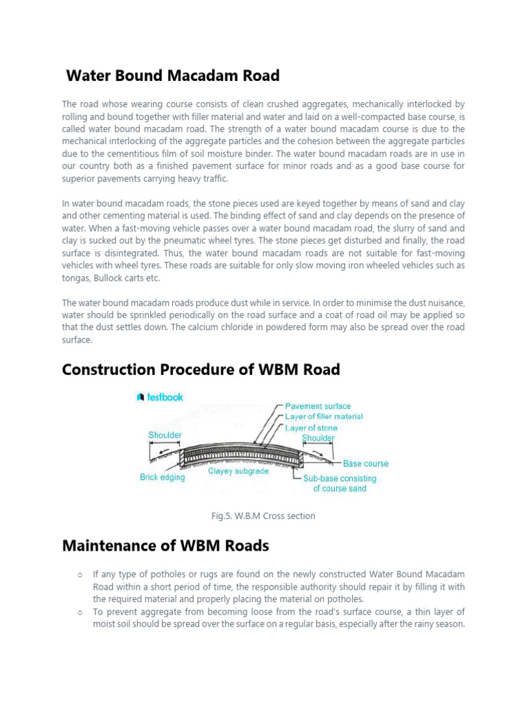 Water Bound Macadam Road | PDF | Road | Road Surface