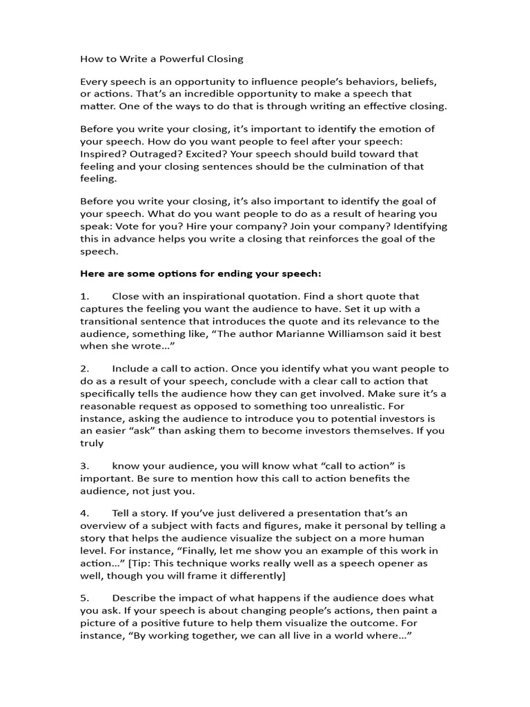 Effective Ending of Speeches | PDF | Feeling | Human Communication