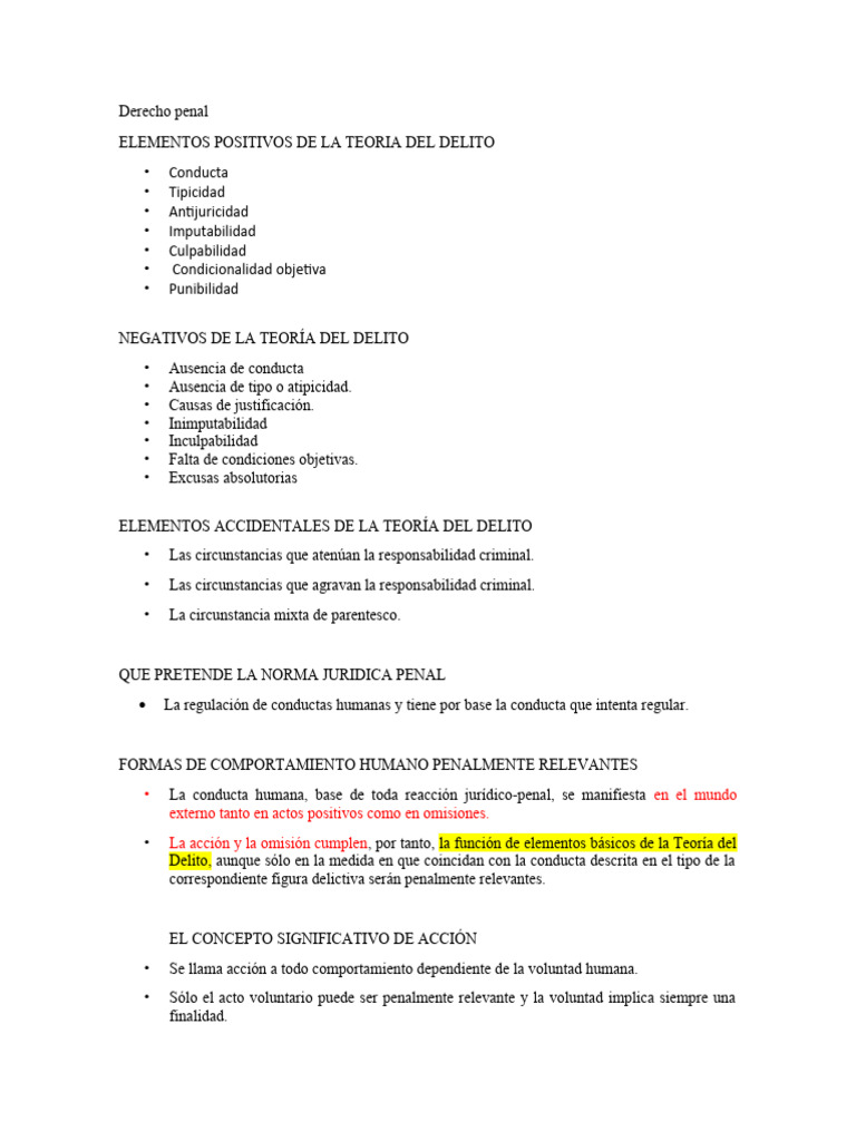 Elementos Clave de la Teoría del Delito | PDF | Intención (Derecho ...