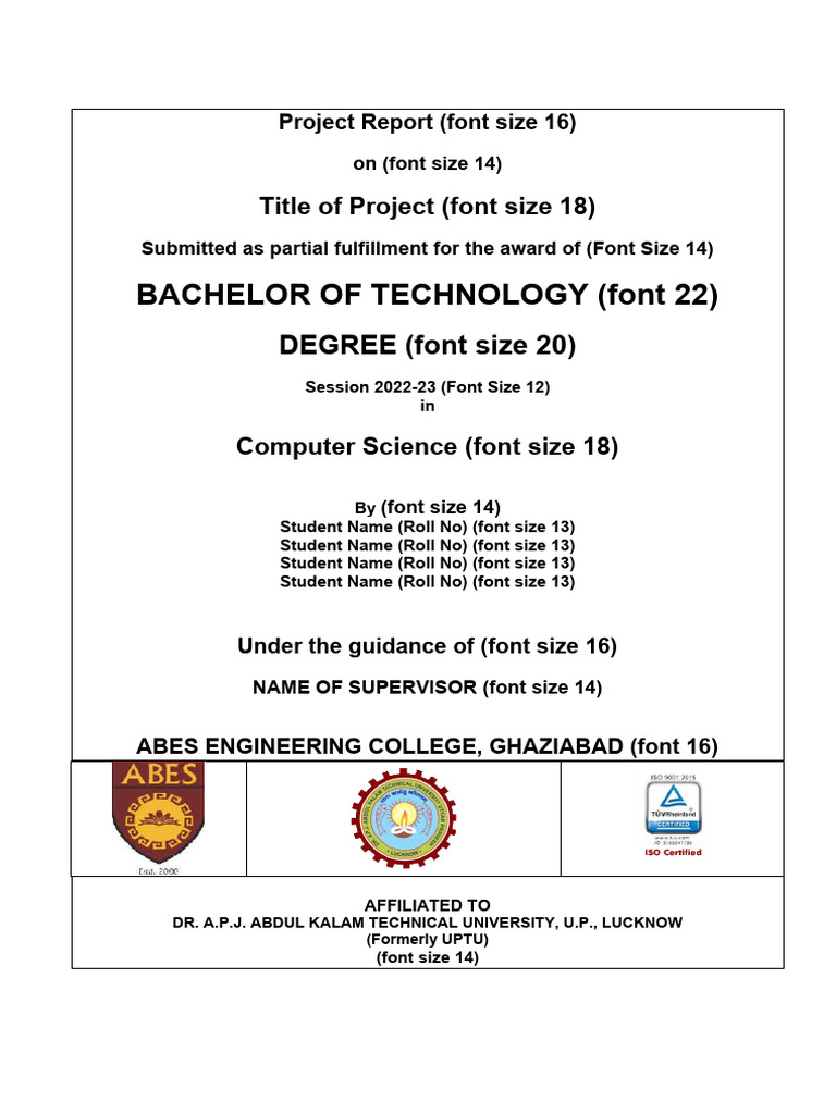 B.Tech Project Report in Computer Science | PDF | Graphical User ...
