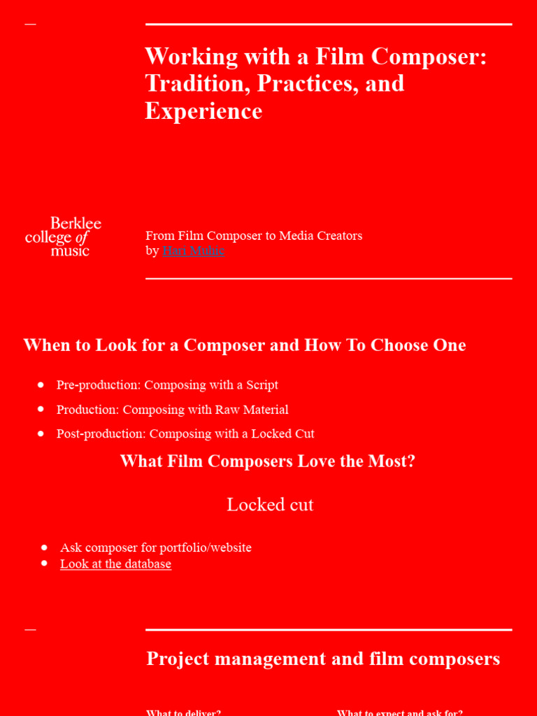 Working With A Film Composer - Tradition, Practices, and Experience ...