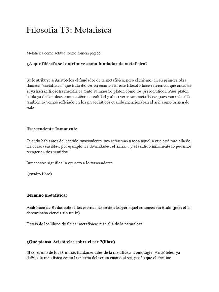 Metafisica T3 1 Pdf Metafísica Realismo Filosófico