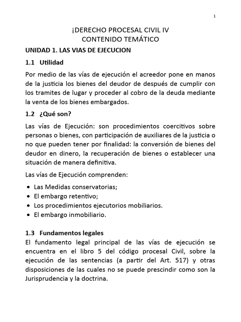 Vías de Ejecución en Derecho Civil | PDF | Sentencia (ley) | Demanda ...
