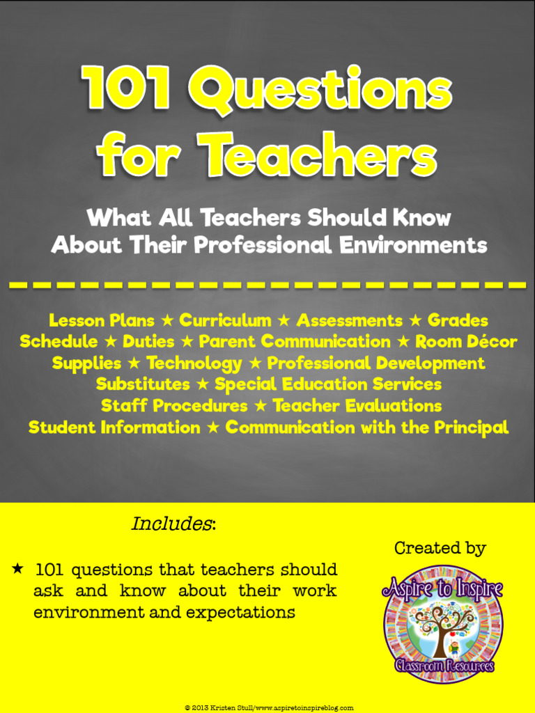 101 Questions for Teachers | Download Free PDF | Teachers | Special ...