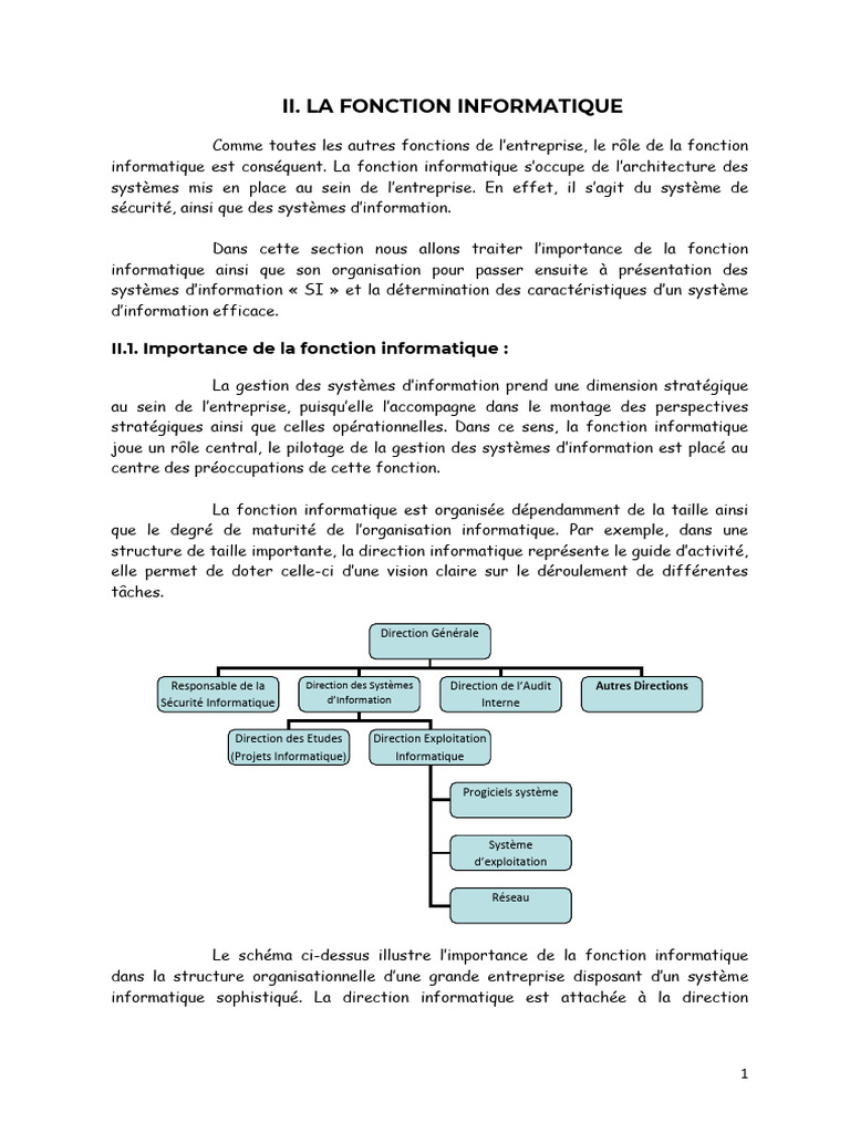 Importance et organisation de l'informatique | PDF | Système d ...