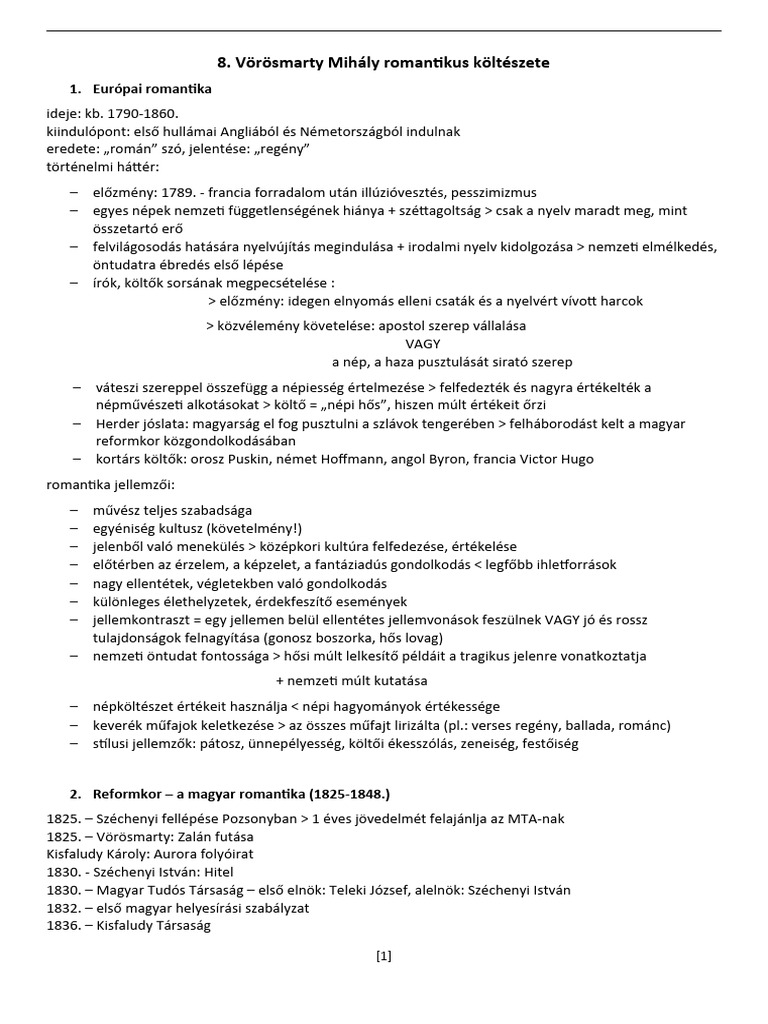 Vörösmarty Világos Utáni Költészete | PDF