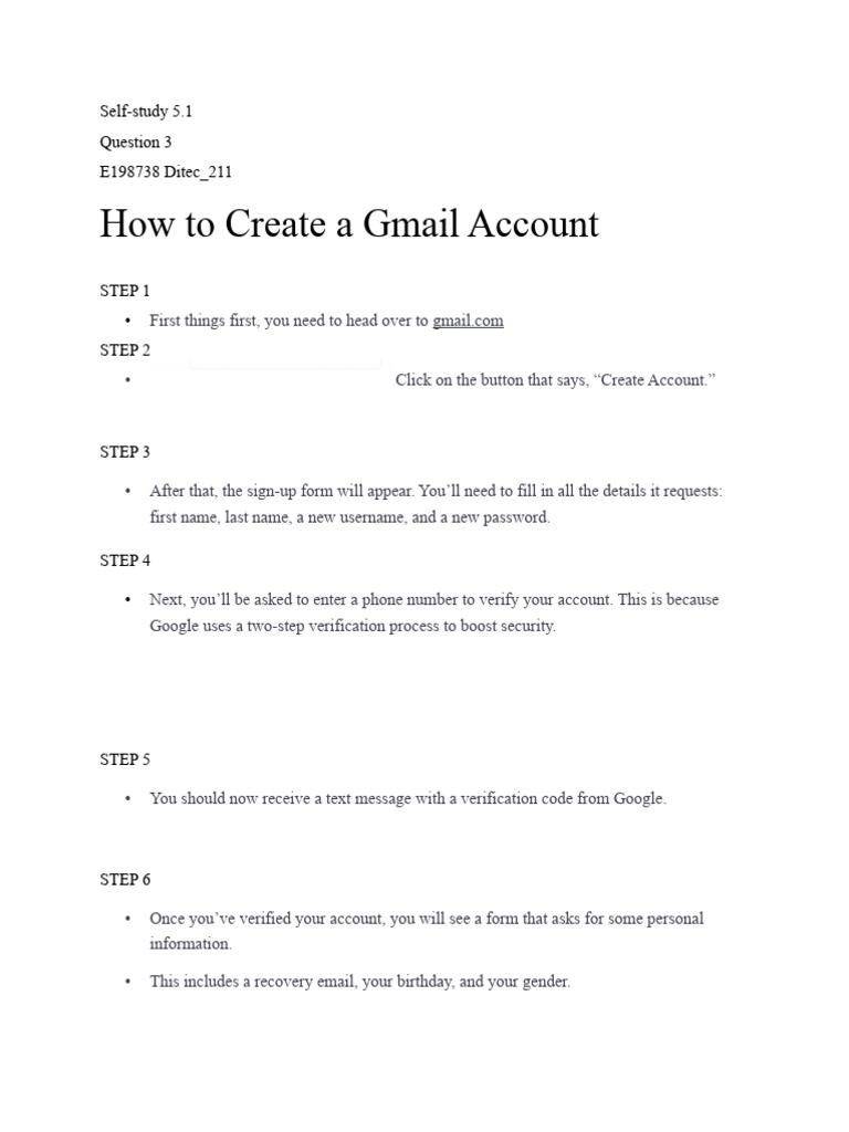 How to Create a Gmail Account Guide | PDF