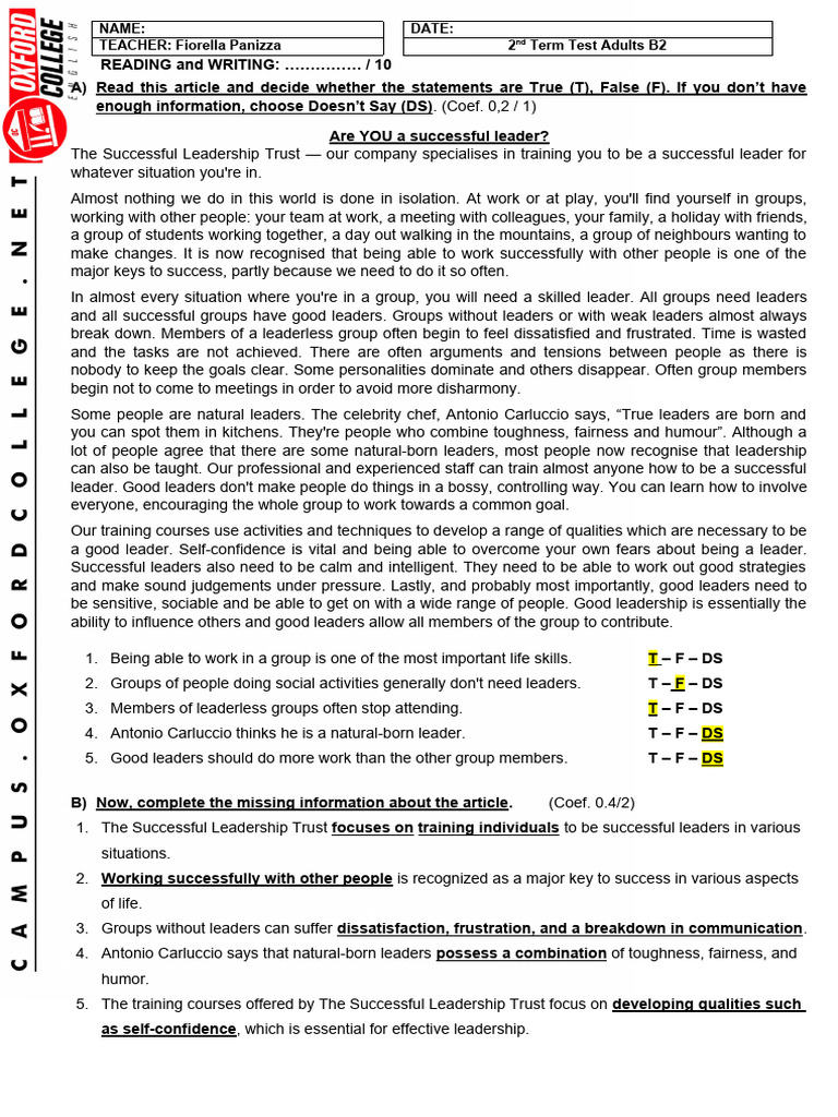 Successful Leadership Training Overview PDF Leadership