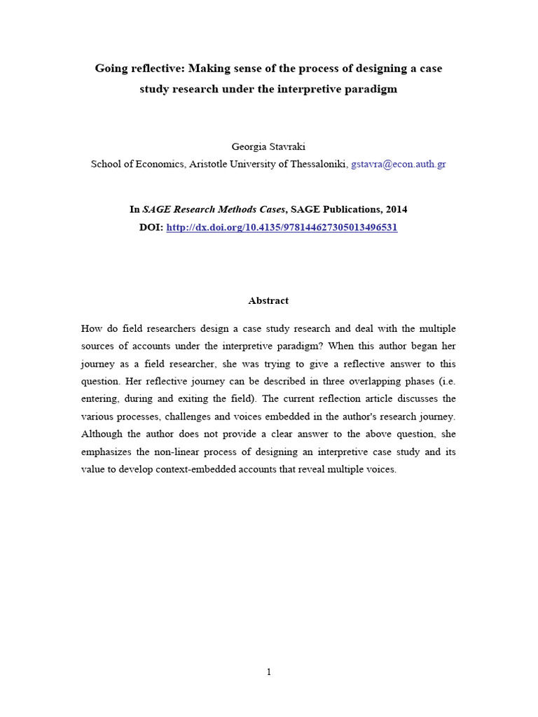 Going Reflective Making Sense of The Process of Designing A Case | PDF ...
