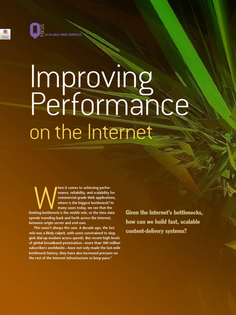 Improving Performance On The Internet | PDF | Internet | Computer Network