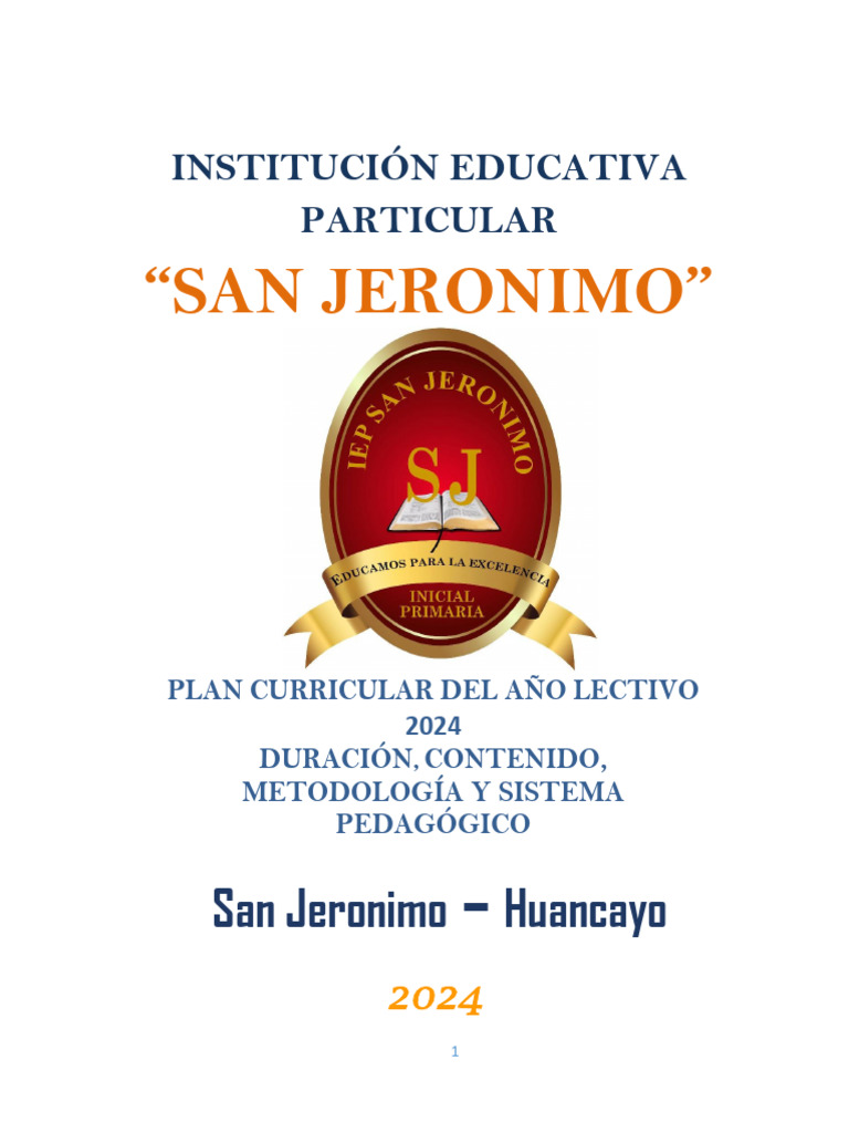 Plan Curricular 2024 IEP San Jerónimo | PDF | Plan de estudios ...