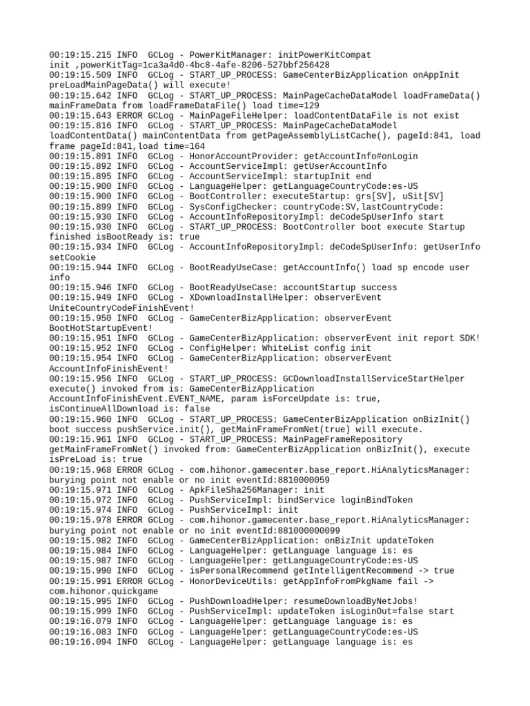 GameCenter Application Startup Logs | PDF | Computing | Software