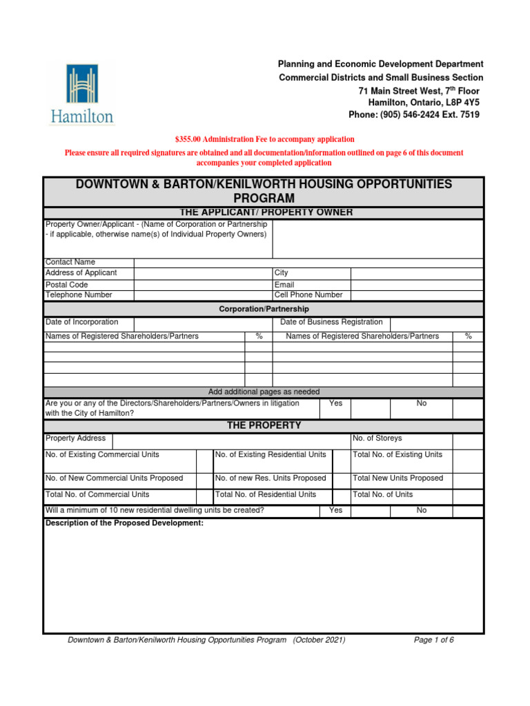 Hamilton Housing Opportunities Program Application | PDF | Mortgages ...