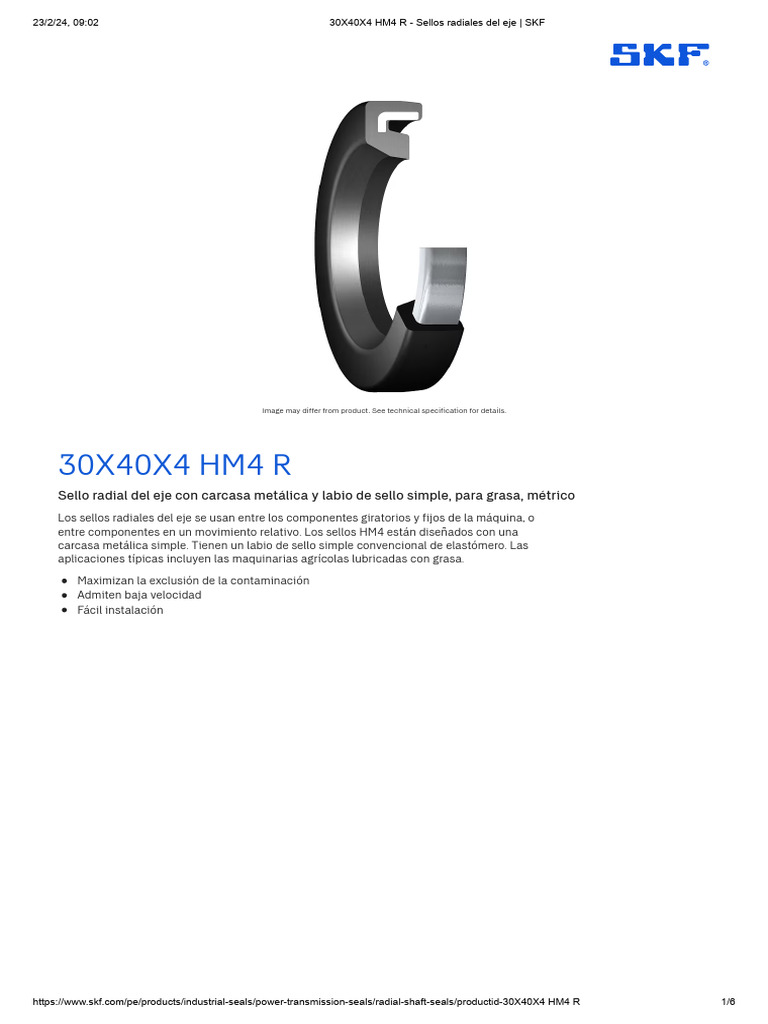 Guarnizione Albero SKF 15x24x5 HMS4 R – 15 Mm Interno, Gomma Nitrilica, HMS4, 40J953 - Foto 2