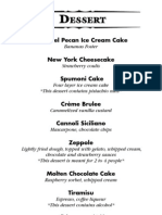 2012 Ventano Dessert Menu