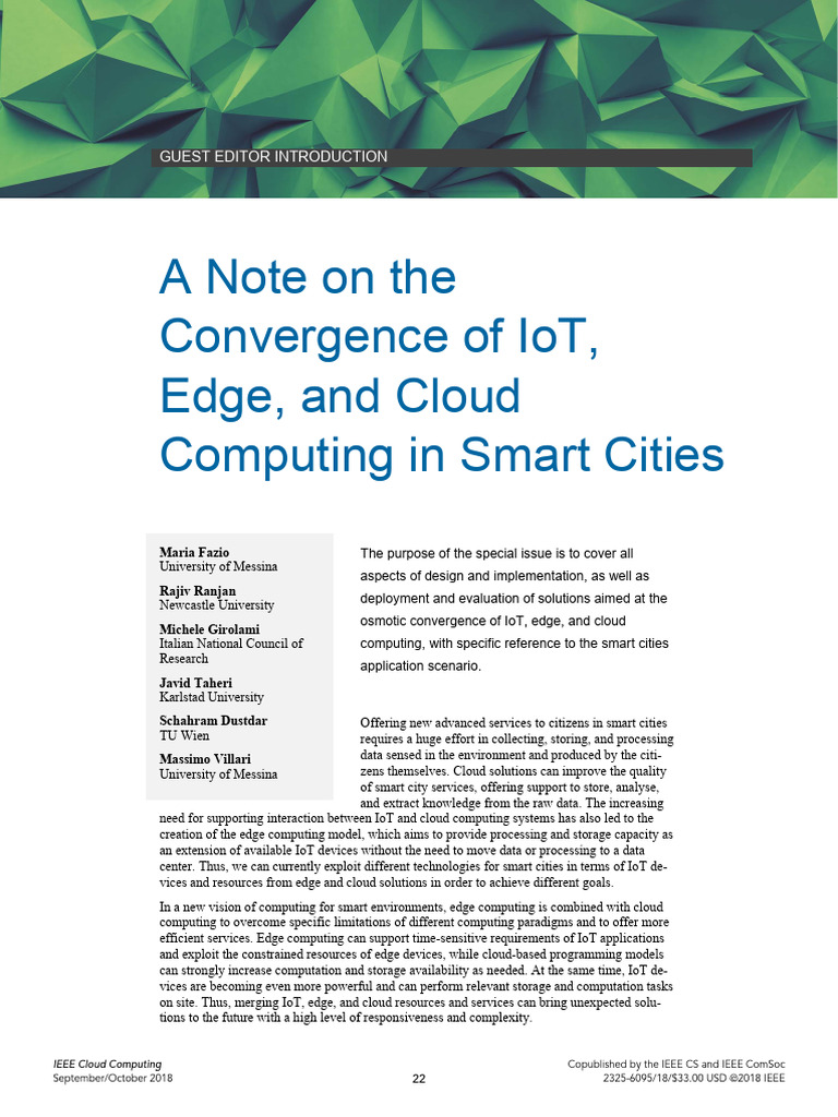 A Note On The Convergence of IoT Edge and Cloud Computing in Smart ...